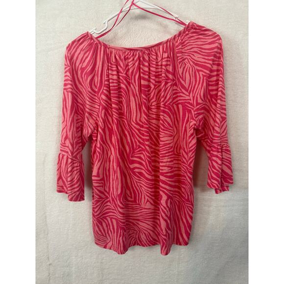 BN #14 Michael Kors Pink Zebra Print Peasant Top – Size M - Picture 2 of 5